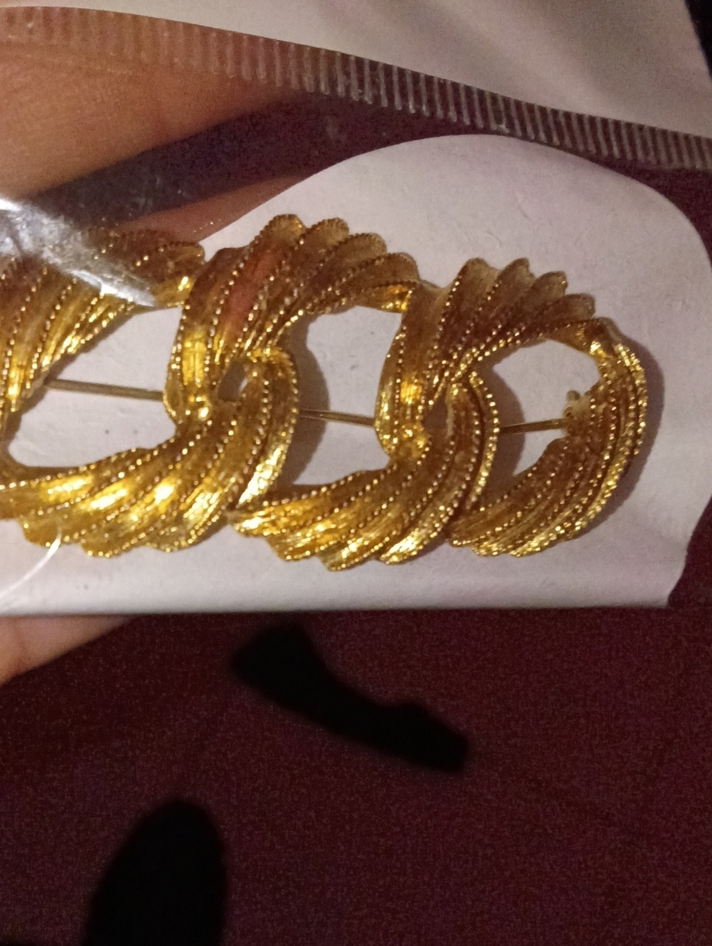 Vintage Napier Gold-Tone 3-Link Interlocking Statement Brooch Pin